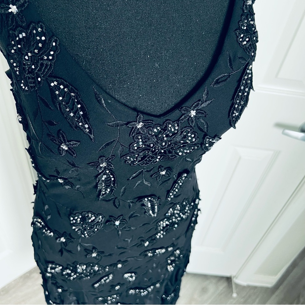 Vintage Sue Wong Nocturne Black Silk Beaded Padded Lined Cocktail Dress Sz P 10
